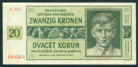 Bohemia and Moravia - 20 Korun 24.1.1944 boy at right (P. 9a) - a.UNC/UNC