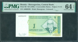 Bosnia-Herzegovina - 1 convertible Marka ND (1998) Ivo Andric (P. 60) - PMG Choice UNC 64 EPQ