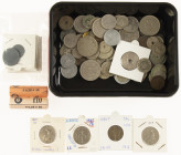 Belgium - Box with Belgian coins a.w. 2 fr 1924 Fl, 1930 Fl, 1930 Fr, 1 fr 1915 Gent, 2 bank rolls 25 Ct and more