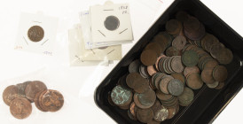 Belgium - Box with Belgian copper 1-2-5 Cent coins a.w. zip bag with small errors Cents