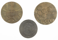 Three medals: Numismatische Kring Groningen 1951-2011 tin 110 mm, Ostfriesischer Münzverein 1972-2007 tin 114 mm and Herdenking Gronings Beleg 1672 le...