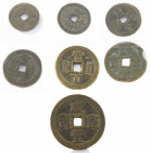 China - China, lot of 7 coins: Qing dynasty, Emperor Wen Zong, 1851-61, BOR, 10 wen, Xián fēng zhong bao / Dāng shi (Value ten), Manchu: Boo chiowan -...