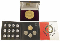 Feyenoord - large medal '75 jaar Feyenoord' 1983 ('s Rijks Munt) in box and medal set '100 jaar Feyenoord'