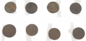 China - Small lot with 8 coins Hupeh milled AE 10 Cash nd. (1902-05) (varieties of KM120 & 120a incl. obverse brockage (2) & large flan issue; ZENO 28...