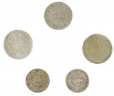 China - Small lot with 5 coins Fukien: 		10 & 20 Cents nd. (1925-1927) issued in 1925-1927 by Mawei Shipping Yard (KM382-83); 10 Cents 1928 & 20 Cents...