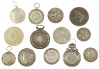 France - Lot of 13 silver 19th/early 20th century prize medals with engraving
