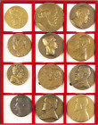 Belgium - Lindner cassette containing ca. 12 big format bronze portrait medals incl. Leclerc 1927, De Keyser 1913 and Montefiore Levi 1898