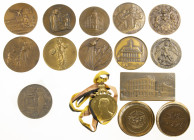 Belgium - Lot of 15 large bronze medals 20th century incl. 'Nagelmackers Fils Liege 1747-1947', 'Bibliotheque Royale 1840-1940' and a medal awarded to...
