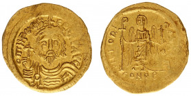 Phocas (602-610) - AV Solidus (Constantinople AD 602-603, 4.0 g) - DM N FOCAE PERP AVC Draped and cuirassed bust facing holding gl.cr., wearing crown ...