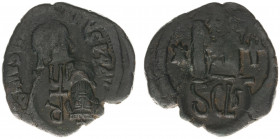 Heraclius (610-641) - Heraclius mit Heraclius Constantinus (613-641) – AE Follis (uncertain Sicilan mint (Catania?), before AD 622, 11.49 g) - DN IVST...