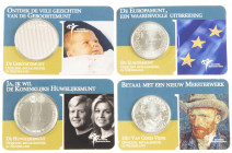 Euros - Lot with 2x 5 Euro and 2x 10 Euro in coincards: Huwelijksmunt, Geboortemunt, Europamunt and Van Gogh Vijfje
