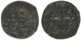 Nicephorus III Botaniates (1078-1081) - AE Follis (Constantinople, 4.52 g) - Facing bust of Christ Pantokrator / Latin cross, X, globus, two pellets, ...