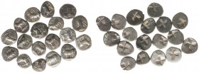 Ancient coins in lots - Greek / Hellenistic coinage - An interesting lot of AR Tetrobols of Thrace , Byzantion (c. 320 BC, cow standing on dolphi, qua...