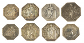 France - Lot of 8 octagonal silver jetons 19th century - VF