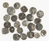 Ancient coins in lots - Greek / Hellenistic coinage - A nice collection of small AR Obols, several cities and era's, several reverses, nice for study ...
