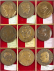 Belgium - Lindner box containing 12 large size bronze portrait medals e.g. Cockerill, Orban, Velge and Lemonnier