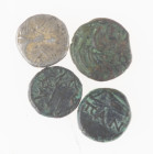 Ancient coins in lots - Greek / Hellenistic coinage - A small lot ancient coins: 3 x small bronzes including Pantikapaion and 1 silver Tetrobol of Eub...