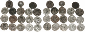 Ancient coins in lots - Roman coinage - A nice lot with AR and AE Antoniniani, some as usual cleaned: Gordianus Pius III (3), Philippus I Arabs (2), T...