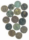 Ancient coins in lots - Roman coinage - Lot 15x AE Sestertii: 5x Trajan RIC 492, 497, 500, (yellow) 500, 642; 5x Hadrian RIC 563b, 568, 635, 706, 970;...
