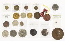 Lot of ca. 21 medals incl. 'Eerstesteenlegging Kerk Borgerhout 1841', 'Hoptoken Wintercott', 'Widow's mite' in slab and 'Inname St. Quentin 1557'