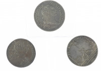 France - Lot of 3 silver jetons 1741 Acad. Lugdunencis, ND Louis XV/ Election de Paris and Louis XVI/ Estates de Cambrai & Cambresis - VF and better