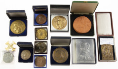 World - Lot of 14 medals incl. Jachthaven Imalso 1950, plaquette Claude Bernard 1913, Fête regionale Liège 1900, Exposition Shroud (Lijkwade) of Turin...