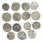 Ancient coins in lots - Roman coinage - A nice collection of Roman silver Denarii: Sept. Severus (3, including elephant), Elegabalus, Julia Maesa, Sev...