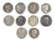Ancient coins in lots - Roman coinage - A nice lot Roman silver Denarii, first 2 centuries: Vespasianus, Domitianus, Traianus, Hadrianus, Nerva, Commo...