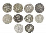 Ancient coins in lots - Roman coinage - A nice collection of Roman silver Denarii: Sept. Severus, Julia Domna, Severus Alexander, Vespasianus, Traianu...
