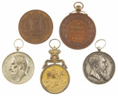 Belgium - Lot of ca. 5 medals incl. 'Verbetering van het Hoornvee West-Vlaanderen 1859' and 'Bureau de Bienfaissance Ixelles' for A. Danoly collecteur...