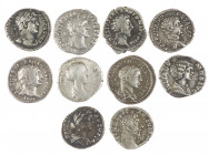 Ancient coins in lots - Roman coinage - A nice lot Roman silver Denarii: Julia Domna, Severus Alexander, Geta, Faustina Minor, Hadrianus, Traianus, Ma...