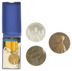 Three large size medals and a decoration: VPK 'Cort van der Linden' 1935, 'Cardinal Mercier' 1914, 'Statue of Luther in Worms' 1868 and Asiatic-Pacifi...