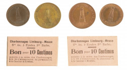 Belgium - Charbonnages de Winterslag - Genck 4 values 25 ct to 2 frank XF added 2 x Charbonnages Limbourg - Meuse, Bon pour 10 centimes