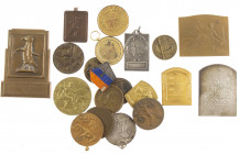 Belgium a.o. - Lot of plaquettes and medals incl. Pragmatieke Sanctie 1742, Kroning Frans I, Wereldtentoonstelling 1935 and Kon. Ver. Ned. Scherpschut...