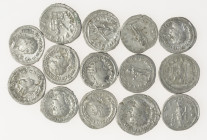 Ancient coins in lots - Roman coinage - A lot with Roman Antoniniani: mainly Gordianus III but also Philippus I, Traianus Decius etc. - in total 14 co...