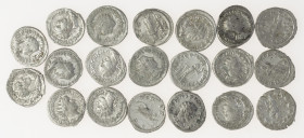 Ancient coins in lots - Roman coinage - A lot with Roman Antoniniani: mainly Gordianus III but also Philippus I, Traianus Decius etc. - in total 20 co...