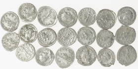 Ancient coins in lots - Roman coinage - A lot with Roman Antoniniani: mainly Gordianus III but also Traianus Decius, Volusianus etc. - in total 20 coi...