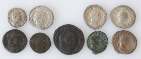 Ancient coins in lots - Roman coinage - Interesting lot 9 Roman Coins: 1x Denarius - Elagabalus; 5x Antoniniani - Gordianus III - Philippus I Arabs - ...
