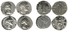 Ancient coins in lots - Roman coinage - A small lot with Roman Denarii: Lucilla, Diva Faustina Mater, Domitianus and Hadrianus - in total 4 coins in n...