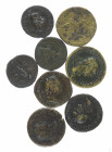 Ancient coins in lots - Roman coinage - Lot 8x AE Coins: Vitellius, As RIC 46; Vespasian, 2x Sestertius RIC 443, 458, Dupondius RIC 740; Titus, Sester...