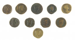 Ancient coins in lots - Roman coinage - Lot 10x AE Sestertii: Commodus RIC 513, 525, 527; Septimius Severus RIC 670; Caracalla RIC 398; Elagabalus RIC...