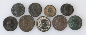 Ancient coins in lots - Roman coinage - Lot 9 AE Roman Coins period AD 307 – 423 many different emperors – F+-VF-