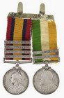 England - Medal bar with Queen's and King's South Africa Medal: the Queen's with clasps (4) of Befast, Driefontein, Modder River & Belmont and edge en...