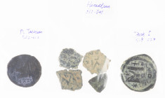 Ancient coins in lots - Byzantine coinage - A small lot Byzantine Folles: 4 small ones of Heraclius and 2 larger ones (Justinus I and Maurice Tiberius...