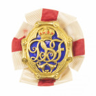 Sweden - Red Cross badge of Merit, reverse marked 'G. Möllenborg, Kongl., Hofjuvelerare Stockholm', with ribbon