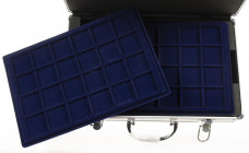 Coins safes, trays etc. - Aluminium coin case with 4 trays