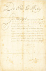 Documents - Document signed Versailles January 23, 1783 in which King Louis XVI grants André Adrien Joseph de la Bruyere (the later general, see Wikip...