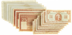 Netherlands - Small box banknotes Netherlands among which 1 Gulden 1945/49 (8), 25 Gulden 1949 (3) + 100 Gulden 1947 (6) - Total 17 pcs.
