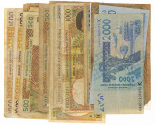 Africa - Small box banknotes Central and West-African States 500, 1000 + 2000 Francs - Total 33 pcs.