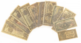 Dutch Indies / Indonesia - Small box with banknotes Jap. occupation Neth. Indies with various stamps - Total 13 pcs. in Fine or better